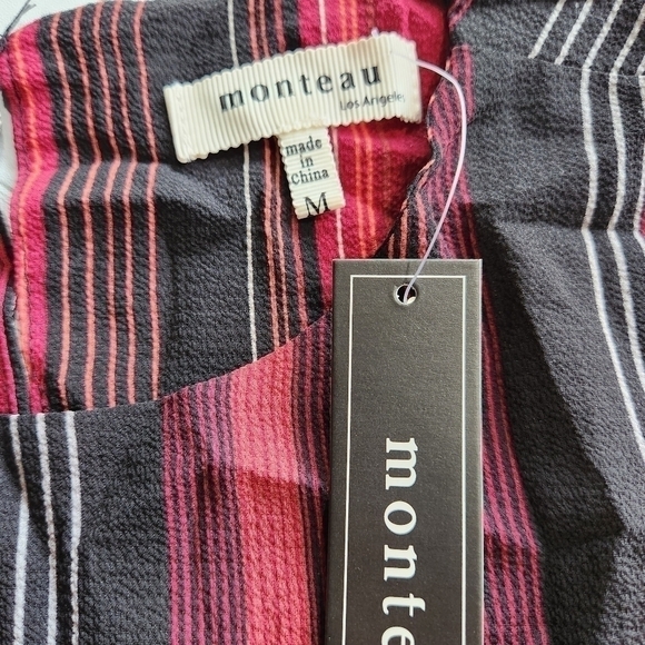 Monteau Cold Shoulder Striped Top Size Medium NWT - Picture 7 of 9